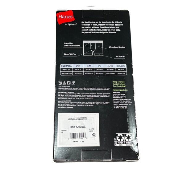 Hanes Mens 3-Pack Stretch Boxer Briefs 2X Ultimate Fit Cool & Breathable 44-46" - Picture 2 of 4